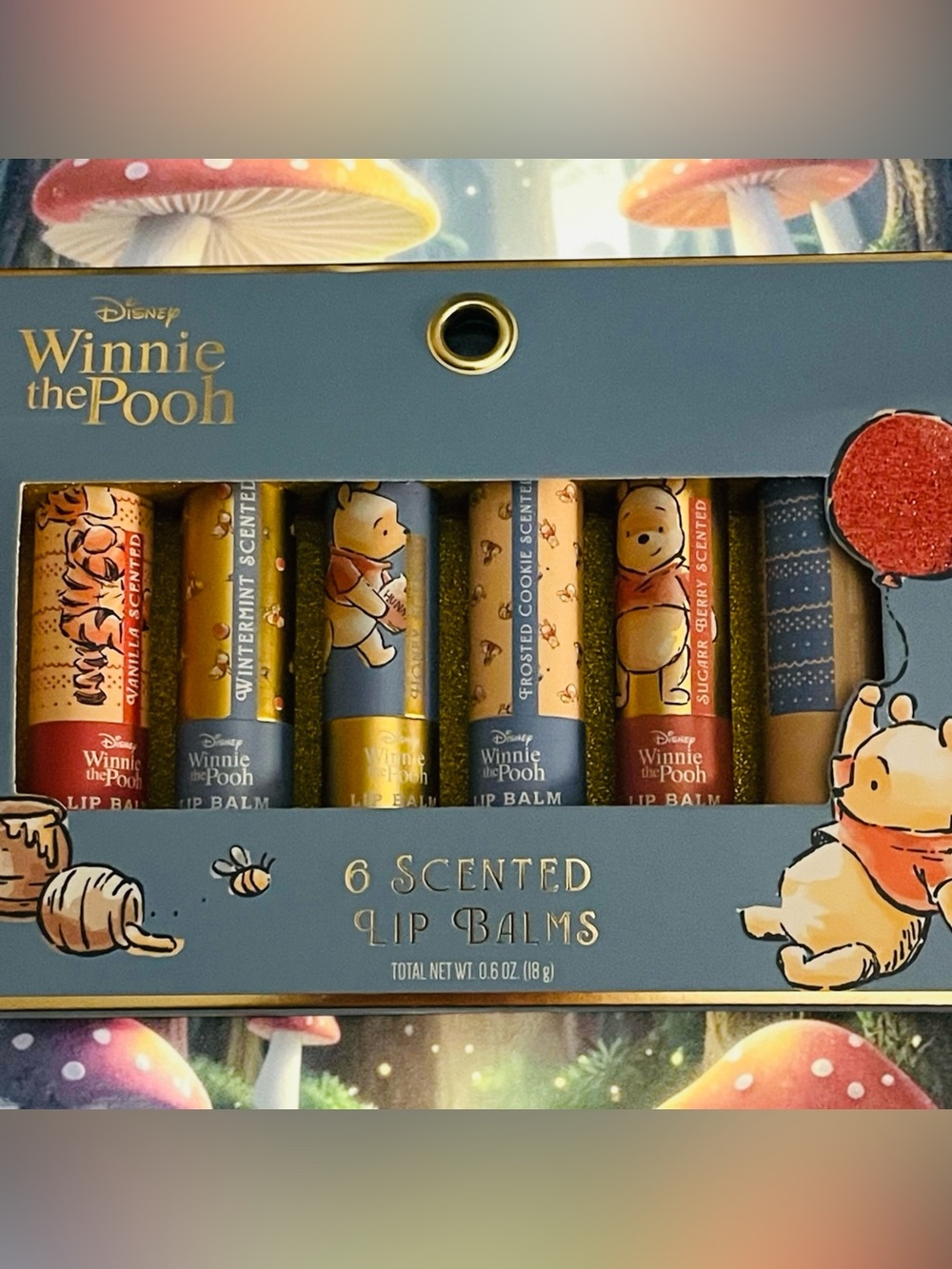 Disney Winnie the Pooh Lip Balm Set - Blue & Gold Tubes